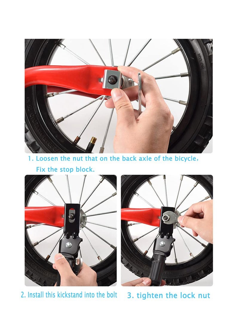 Excefore Kickstand for Kids Bike, Adjustable Aluminum Alloy Kickstands, 16 Inch Wheel Bicycle Side Kick Stand Rear Mount Premium Steel Bikes Support Racks, for 16 inch bike - Image 5