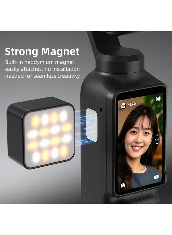 للمصباح المساعد الصغير DJI Pocket 3 Small Light، إضاءة فيديو LED قابلة للشحن بسعة 180 مللي أمبير للاستخدام مع مصباح OSMO Pocket 3 Small من DJI، بمقابس شحن من نوع C (مغناطيسي) - Image 2