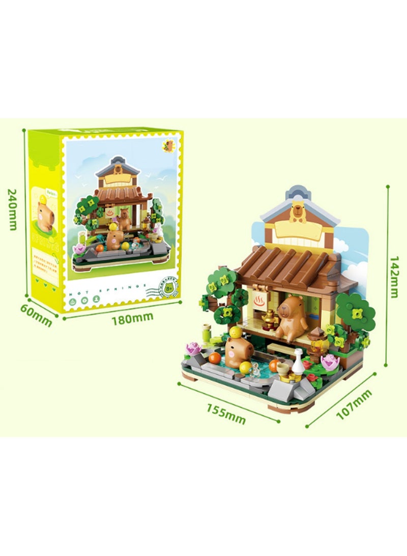 Hot Spring Scene Capybara Model Set Building Blocks Creative Diy Simulation Collection Building Assembly Toys Children Adult Home Decorations - Image 2