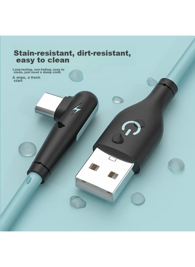 Zitai Type-c Data Cable, Fast Charging Angled Head, Phone Charging Cable, Liquid Soft Rubber, For Huawei Mate50/40pro/30, Xiaomi, Honor, 1.5 Meters, Blue + Pink - Image 4