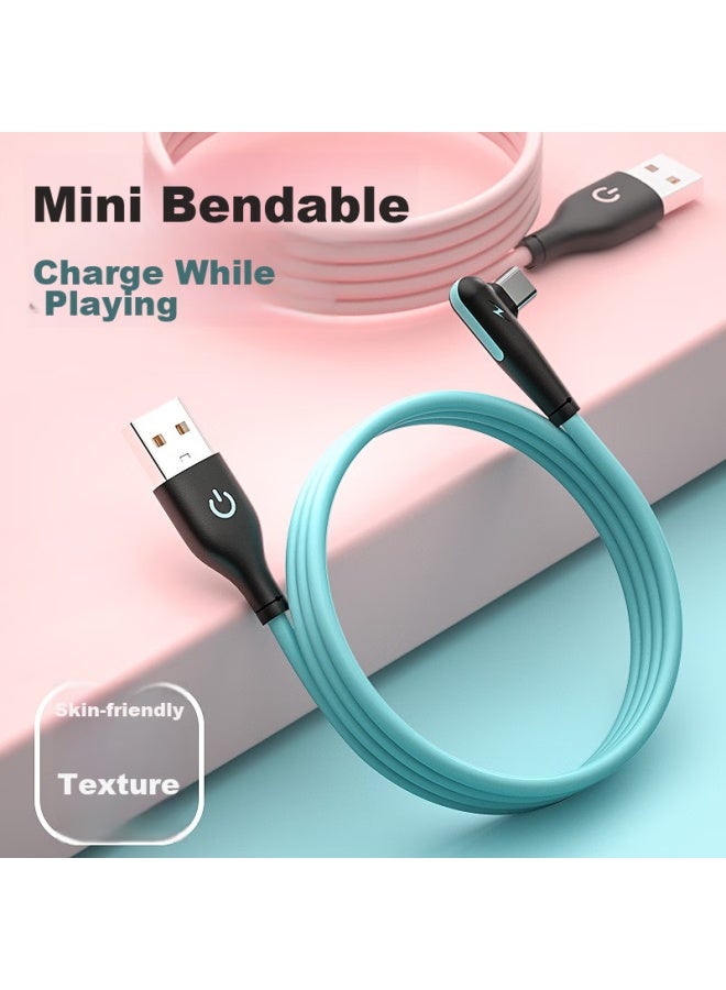 Zitai Type-c Data Cable, Fast Charging Angled Head, Phone Charging Cable, Liquid Soft Rubber, For Huawei Mate50/40pro/30, Xiaomi, Honor, 1.5 Meters, Blue + Pink - Image 2