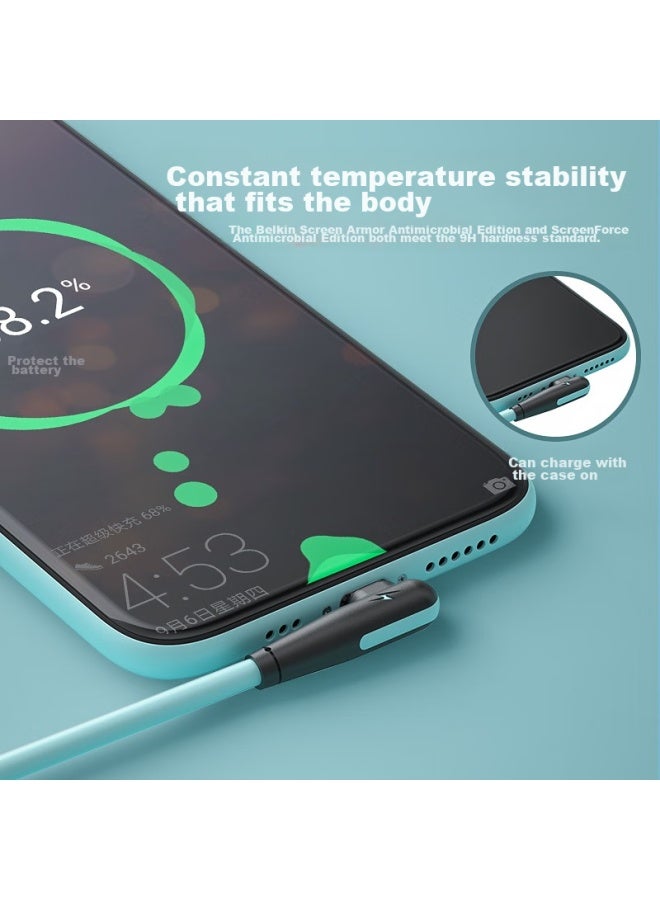 Zitai Type-c Data Cable, Fast Charging Angled Head, Phone Charging Cable, Liquid Soft Rubber, For Huawei Mate50/40pro/30, Xiaomi, Honor, 1.5 Meters, Blue + Pink - Image 3
