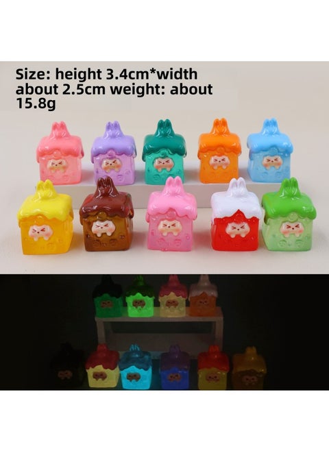 Shake The Sound Of Live Explosions Push Push Music Remove Blind Bag To Touch Resin Ornaments Three-dimensional Plane Miniature Small Animal Adorable Grains-Color:[light-in-the-dark] Snow Roof Hut Kk-Specifications:Bulk (single)