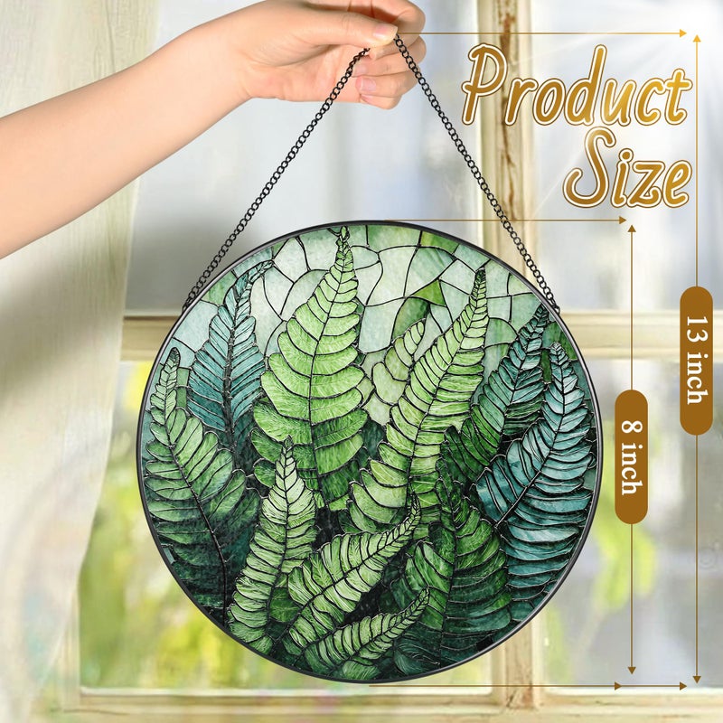 LAOWEIKI 8'' Fern Plant Sun Catcher Ornament, Stained Glass Window Hanging, Sun Catchers for Windows Hanging Ornaments, Window Decor | Plant Lover Gifts, Housewarming Gifts - Image 4