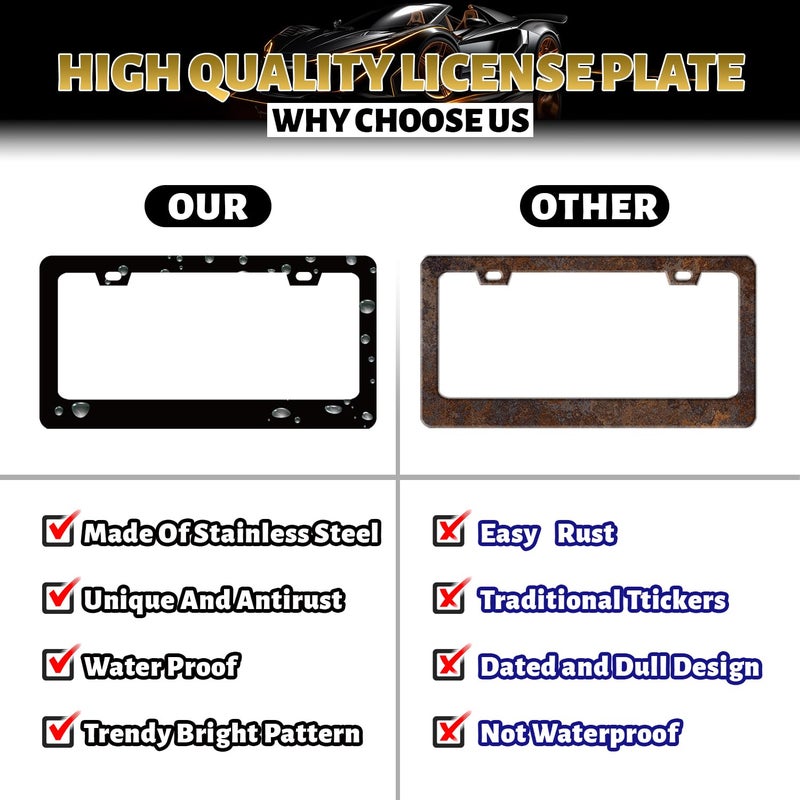 MUAWUOIK Dog Paws License Plate Frame Funny Dogs License Plate Stainless Steel Animals Accessories Cars Decor 12.3 X 6.3 Inch with Holes and Screws Fits Standard Us Canada Vehicles - Image 4