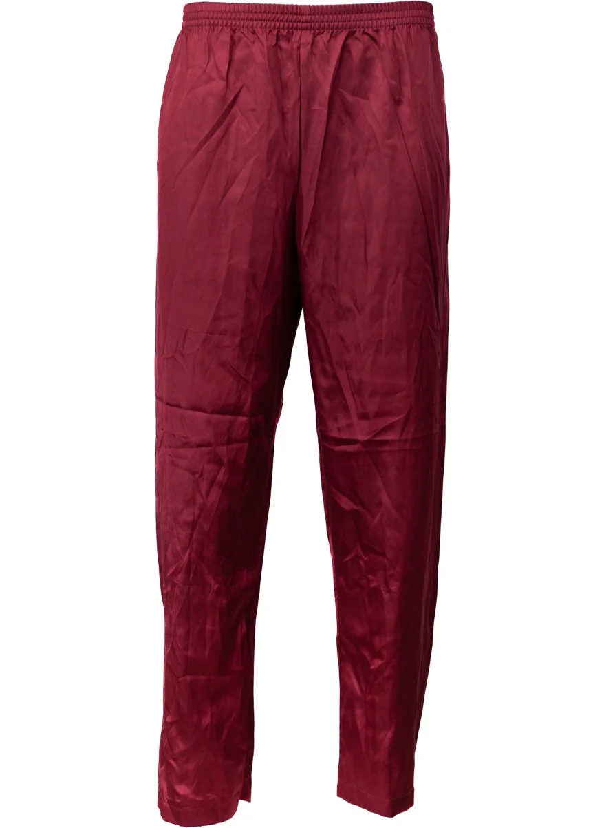 Oppland Men's Satin Fabric Pajama Pants Solid Color Elastic Waist No Pocket Wide Leg Relaxed Cut