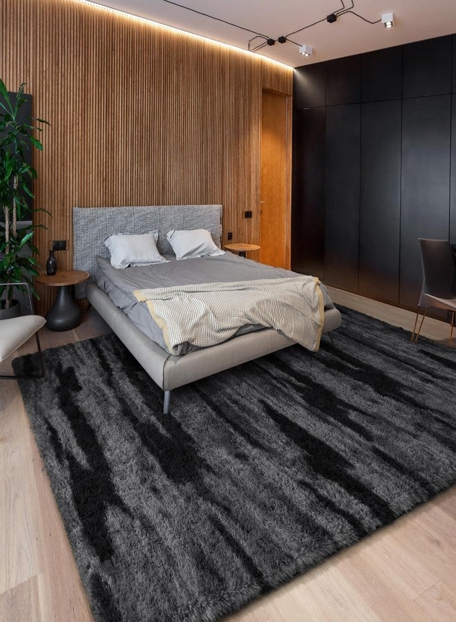 HOMORE 5x8 Area Rug for Living Room, Black and Grey Fluffy Shaggy Rugs for Living Room, Gradient Abstract Rugs for Kids Boys Girls Room, Plush Rug for Dorm Home Floor Decor - Image 5