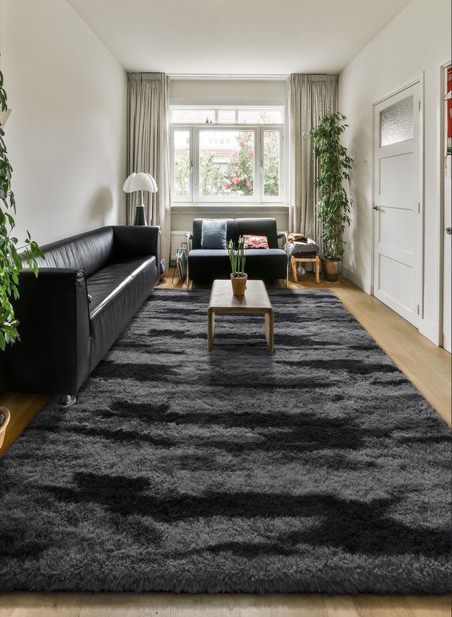HOMORE 5x8 Area Rug for Living Room, Black and Grey Fluffy Shaggy Rugs for Living Room, Gradient Abstract Rugs for Kids Boys Girls Room, Plush Rug for Dorm Home Floor Decor - Image 1
