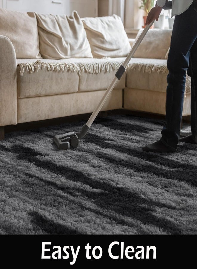 HOMORE 5x8 Area Rug for Living Room, Black and Grey Fluffy Shaggy Rugs for Living Room, Gradient Abstract Rugs for Kids Boys Girls Room, Plush Rug for Dorm Home Floor Decor - Image 3