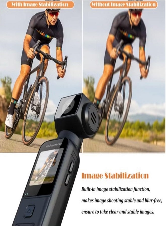 4K HD Camera, 270° Rotatable Large Wide Angle, Included 64G Card, 30m/98ft Underwater Camera with & Mic for Outdoor Riding Diving Shooting Vlog , 1000mAh Rechargeable - Image 2