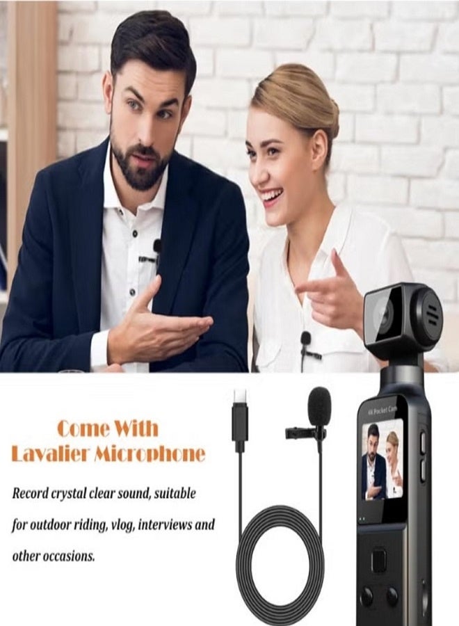 4K HD Camera, 270° Rotatable Large Wide Angle, Included 64G Card, 30m/98ft Underwater Camera with & Mic for Outdoor Riding Diving Shooting Vlog , 1000mAh Rechargeable - Image 3