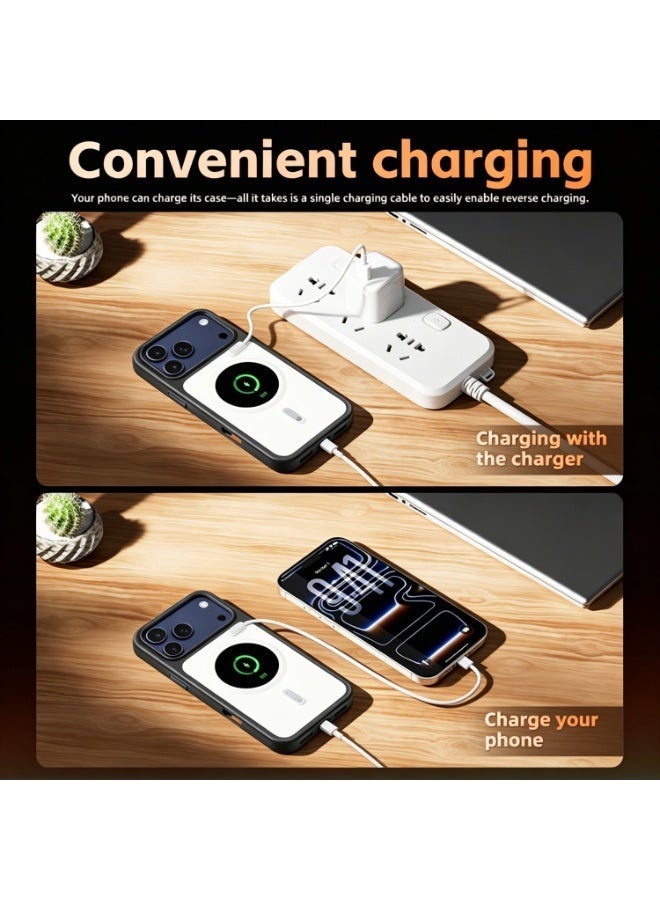 Black Smart Circular Display Magnetic Phone Case for iPhone 17 Pro Max, Custom Dynamic Wallpaper, MagSafe Wireless Charging Multi-Functional Interactive Shockproof Protective Cover - Image 5