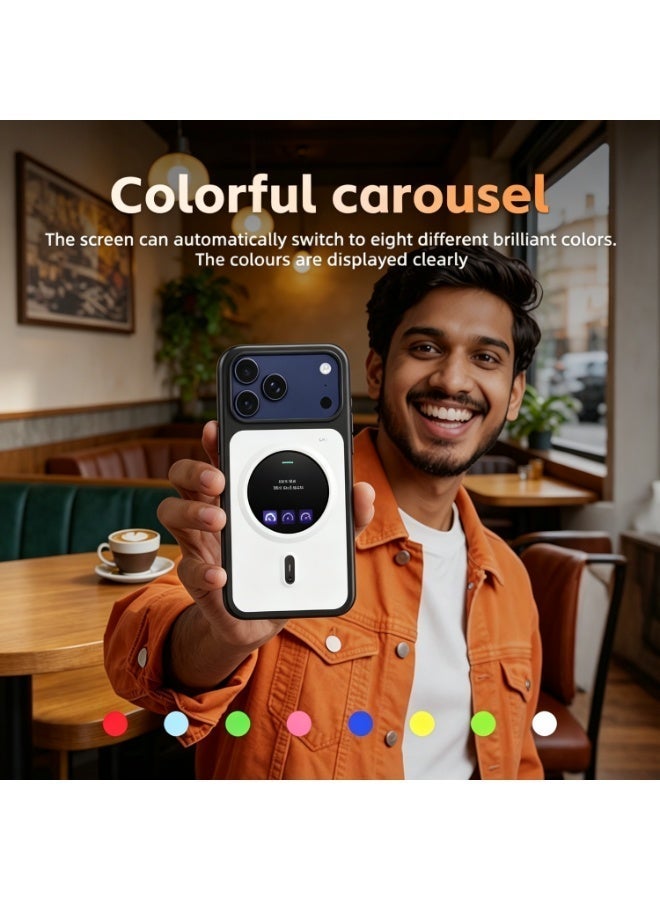 Black Smart Circular Display Magnetic Phone Case for iPhone 17 Pro Max, Custom Dynamic Wallpaper, MagSafe Wireless Charging Multi-Functional Interactive Shockproof Protective Cover - Image 2