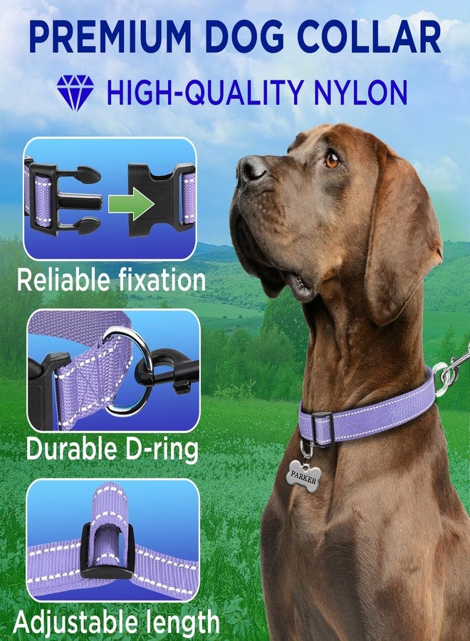 TECEUM Reflective Dog Collar - Lavender - XL - Basic Nylon Pet Collar - Quick Release Buckle - Fits Small, Medium and Large Dogs, Puppies, Cats - ESA & Service Dog Options - Image 2