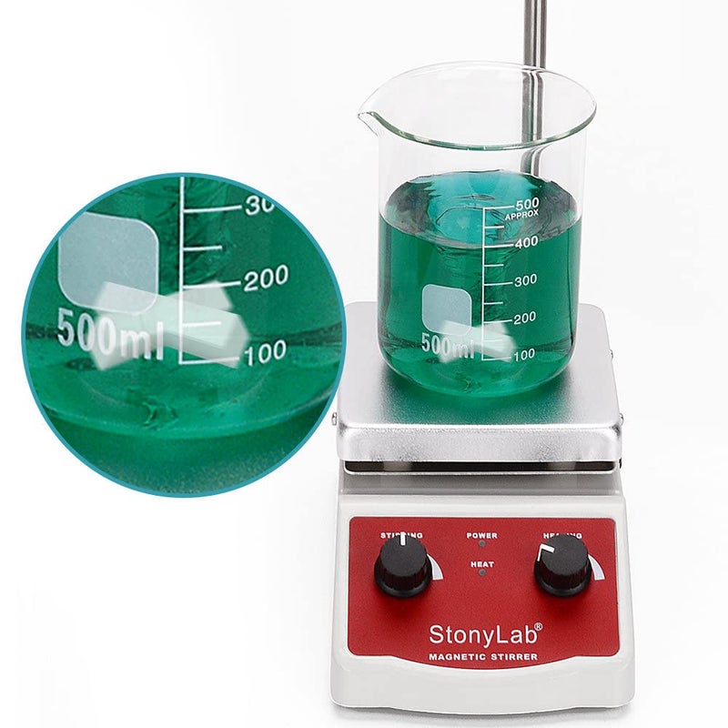 stonylab ستونيلاب 2 قطع قضيب تحريك مغناطيسي على شكل صليب، 50 × 10 مم قضبان تحريك مغناطيسية مطلية بالتفلون الأبيض خلاط تحريك للمحرضات - Image 3