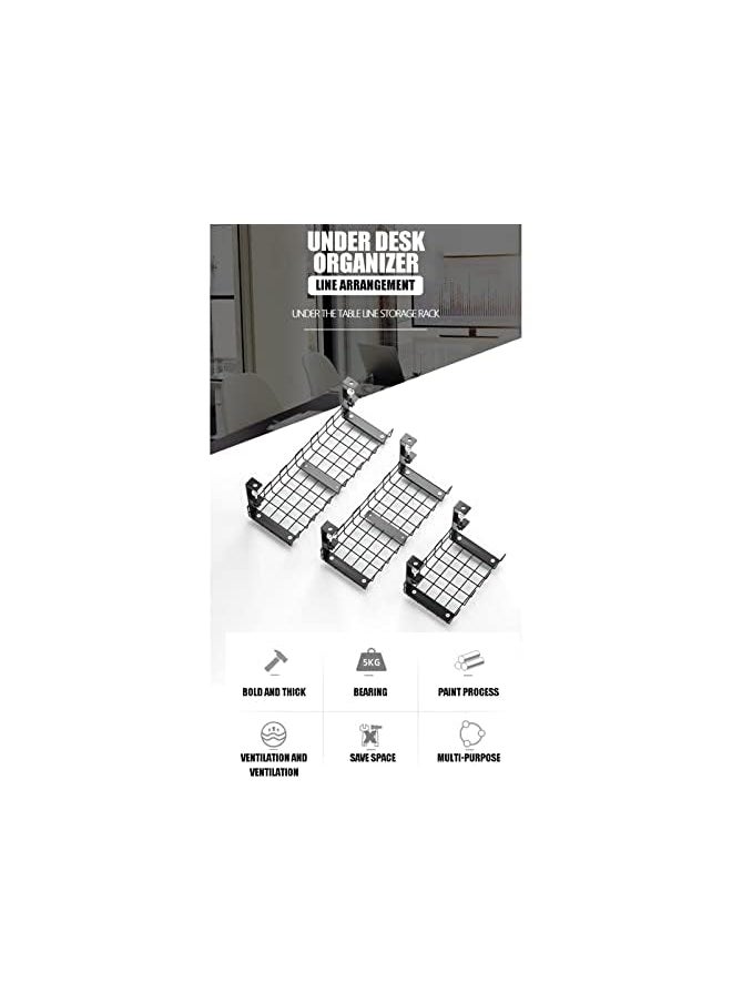 PROMASS - Desk Cable Management Tray 1 Pack, Upgraded Wire Management No Drill, Cable Tray with Clamp for Desk Wire Management, Computer Cable Rack for Office, Home - No Damage to Desk - Image 1