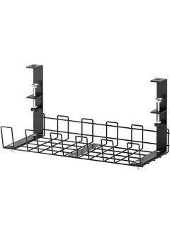 Desk Cable Management Tray 1 Pack, Upgraded Wire Management No Drill, Cable Tray with Clamp for Desk Wire Management, Computer Cable Rack for Office, Home - No Damage to Desk
