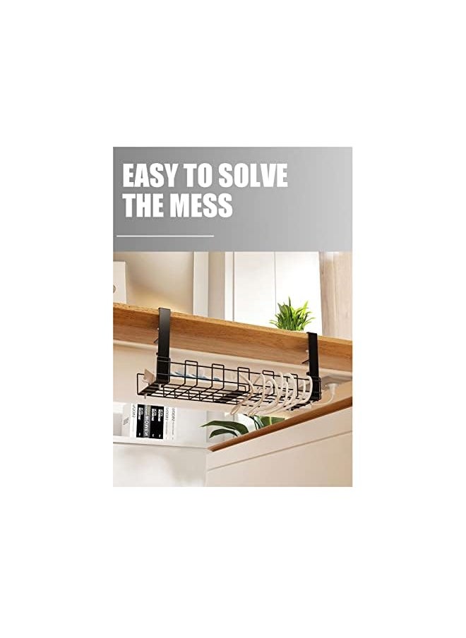 PROMASS - Desk Cable Management Tray 1 Pack, Upgraded Wire Management No Drill, Cable Tray with Clamp for Desk Wire Management, Computer Cable Rack for Office, Home - No Damage to Desk - Image 1