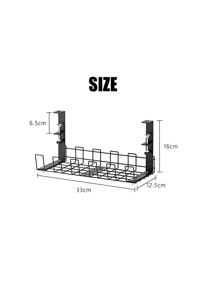 PROMASS - Desk Cable Management Tray 1 Pack, Upgraded Wire Management No Drill, Cable Tray with Clamp for Desk Wire Management, Computer Cable Rack for Office, Home - No Damage to Desk - Image 1