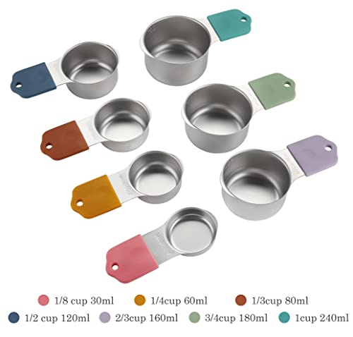 X-zrew Magnetic Measuring Cups Set of 7 Stainless Steel Heavy Duty Measuring Cups for Dry & Liquid Ingredients (color) - Image 2