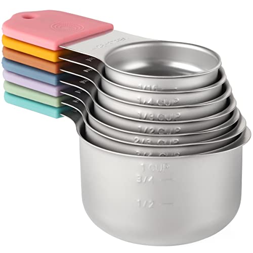 X-zrew Magnetic Measuring Cups Set of 7 Stainless Steel Heavy Duty Measuring Cups for Dry & Liquid Ingredients (color) - Image 1