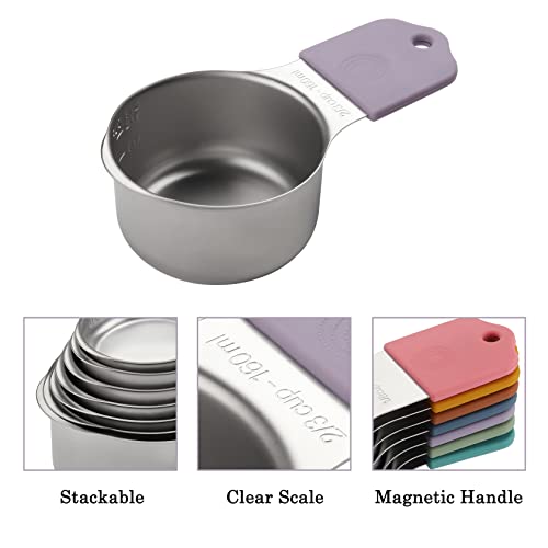 X-zrew Magnetic Measuring Cups Set of 7 Stainless Steel Heavy Duty Measuring Cups for Dry & Liquid Ingredients (color) - Image 3