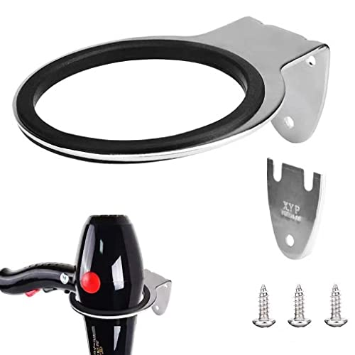 Oligitdi Stainless Steel Hair Dryer Wall Mount Holder Stand Bracket Wall Mount Hair Blow Dryer Hanging Rack, Hanging Stand, Hair Dryer Holder Bathroom Wall Storage, Shelf Organizer Stand Hooks Dryer Stand (Silver) - Image 1