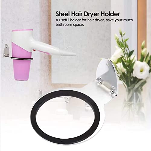 Oligitdi Stainless Steel Hair Dryer Wall Mount Holder Stand Bracket Wall Mount Hair Blow Dryer Hanging Rack, Hanging Stand, Hair Dryer Holder Bathroom Wall Storage, Shelf Organizer Stand Hooks Dryer Stand (Silver) - Image 3