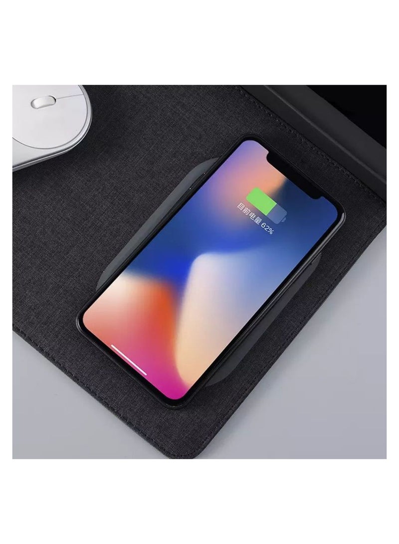 Hotselling high quality anti skid phone charge mouse pad novelty pu mouse pad with wireless charging pen holder - Image 5