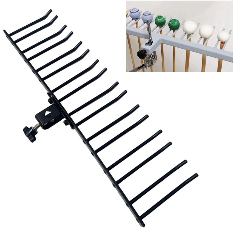 TUOREN Drum Mallets Mount Holder Mountable Multi Pair Marimba Timpani Mallets Organizer Hanging Rack for 38 to 716 Diameter Percussion Mounting Rod 8 Pairs Mallets - Image 2