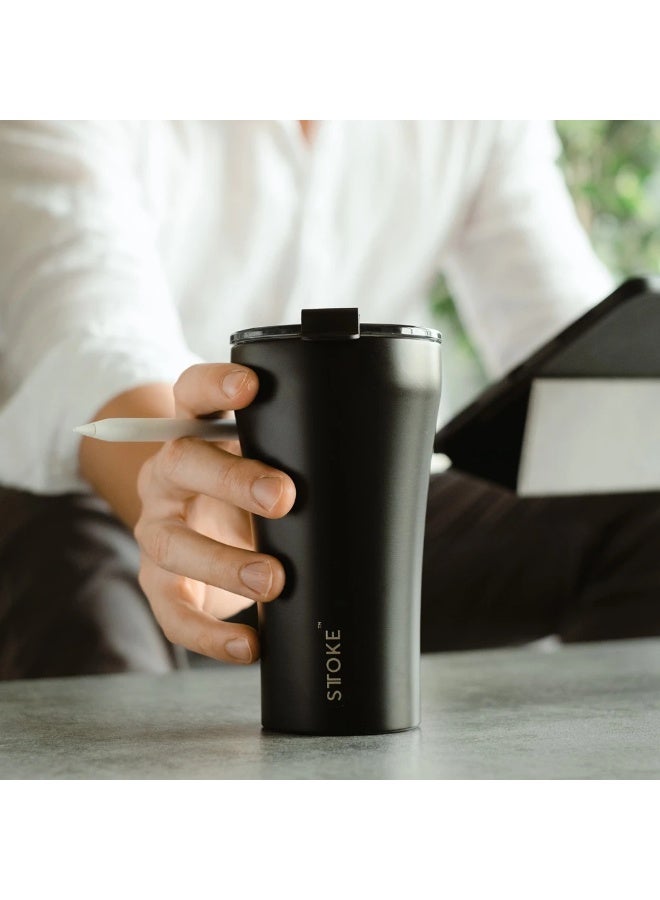 STTOKE Ceramic Insulated Leakproof Tumbler Bottle - 350ml/12oz | Commuter Cup Classic Series (Magnetic Blue) - Image 3