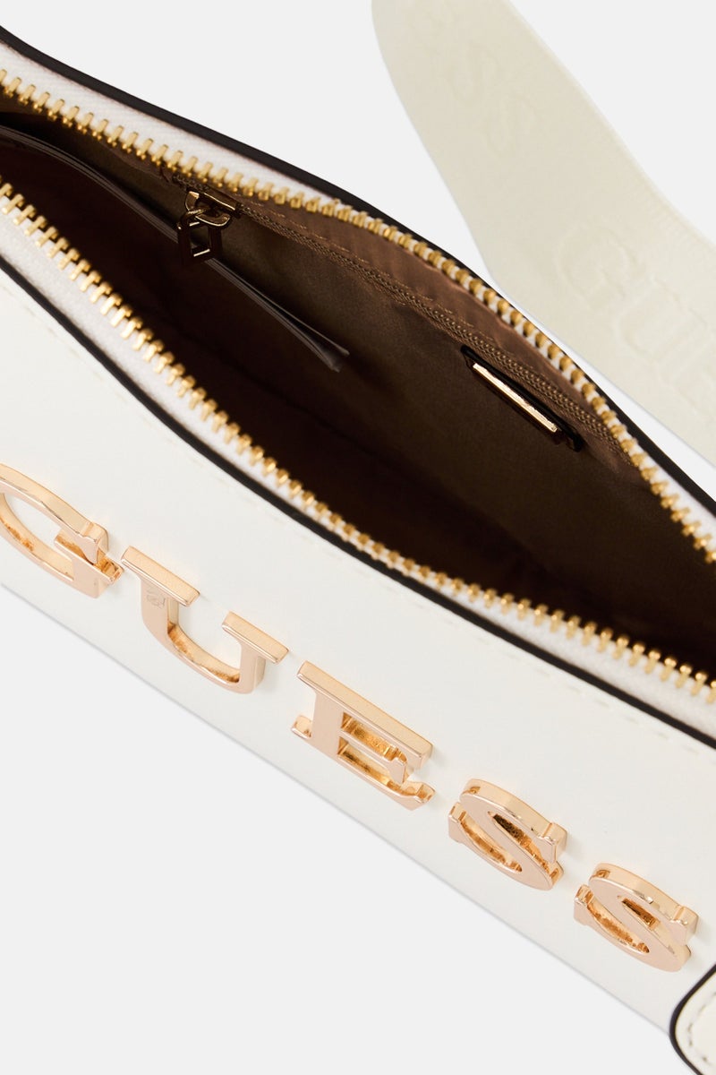 GUESS Women Brand Logo Cross Body Bag With Purse, Cream - Image 4