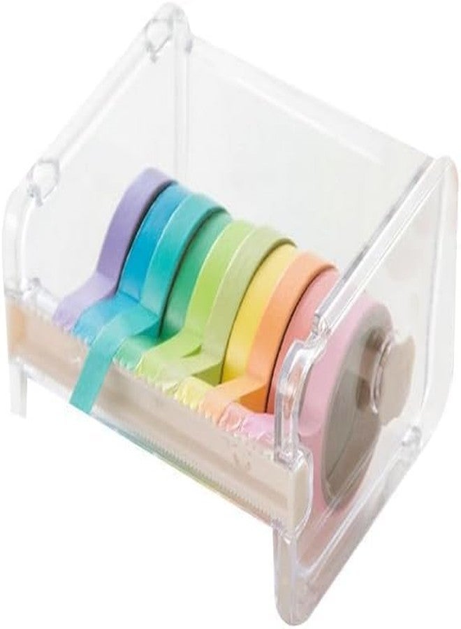 Tustao Transparent Visible Washi Packaging Tape Dispenser Cutter Roll Tape Holder Organizer Desktop Office Tape Holder,Cute Tape Dispenser,DIY Sticker Roll Tape Cutter,Packaging Tape Dispensers - Image 1