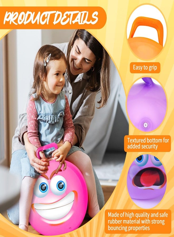 Poen 10 Pieces Kids Hopper Ball Bulk with Handle and Pump, 18 Inch Bouncy Inflatable Funny Jumping Hopping Ball Play Equipment Toys for Boys Girls Gifts Games Exercise - Image 3