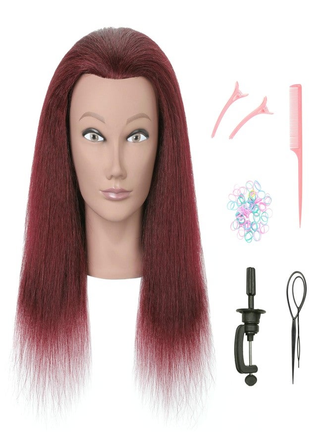 LECIPO 100% Real Human Hair Mannequin Head with Stand Manikin Cosmetology Doll Training Head for Hairdresser Practice Braiding Styling Curling Cutting Display - Image 1
