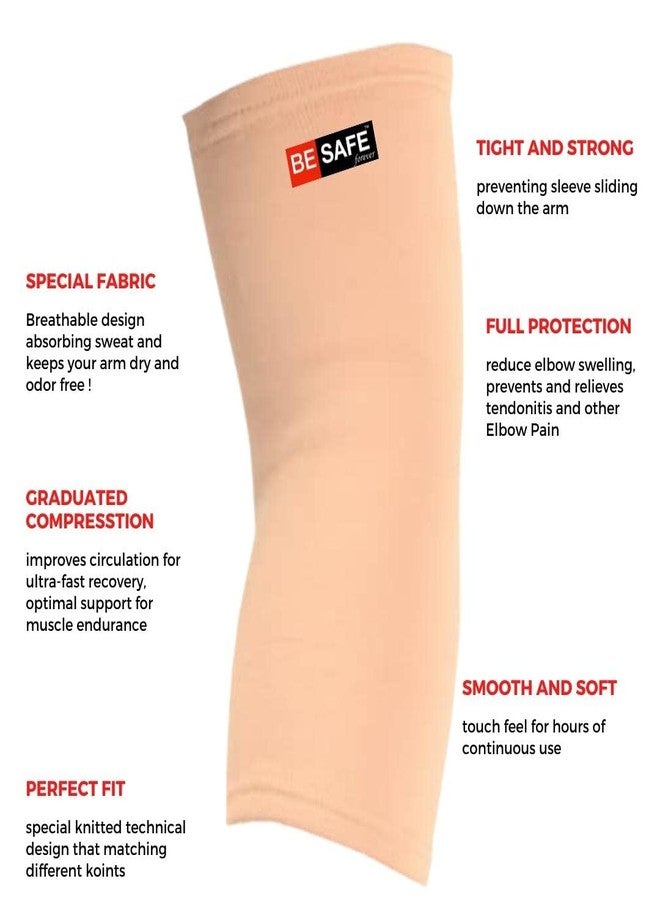 BESAFE Forever Compression Socks & Elbow Support Guard, Elbow Sleeves Band for Men & Women, Gym, Cricket, Badminton, Bikers | Pair, Beige (L) - Image 3
