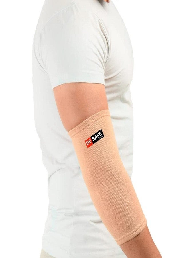 BESAFE Forever Compression Socks & Elbow Support Guard, Elbow Sleeves Band for Men & Women, Gym, Cricket, Badminton, Bikers | Pair, Beige (L) - Image 2
