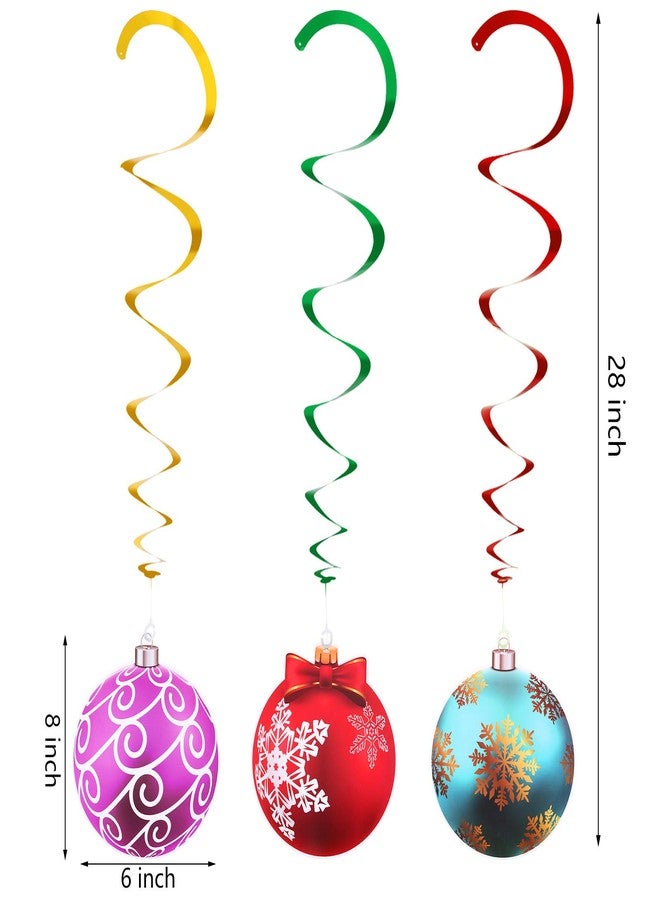 سكايليتي مجموعة سكايليتي من 36 قطعة من زينة عيد الميلاد المعلقة المصنوعة من رقائق معدنية حلزونية الشكل، زينة حفلات السقف المصنوعة من رقائق معدنية حلزونية الشكل، لافتة كرة عيد الميلاد، ندفة ثلج للسقف، لوازم حفلات العطلات الداخلية والخارجية (نمط رقيق) - Image 2