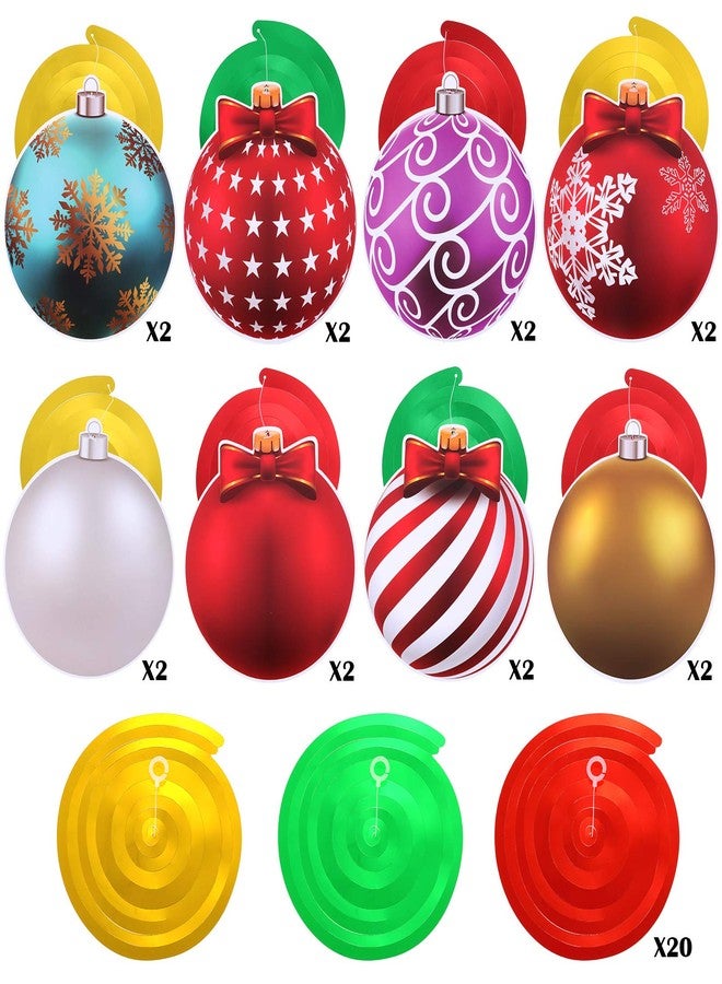 سكايليتي مجموعة سكايليتي من 36 قطعة من زينة عيد الميلاد المعلقة المصنوعة من رقائق معدنية حلزونية الشكل، زينة حفلات السقف المصنوعة من رقائق معدنية حلزونية الشكل، لافتة كرة عيد الميلاد، ندفة ثلج للسقف، لوازم حفلات العطلات الداخلية والخارجية (نمط رقيق) - Image 3