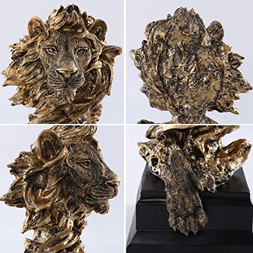 H&W Sandstone Lion - The King of Beasts - Statue Decoration for Home/Study/Living Room, Great Collectible Figurines, Best Gift for The Man, Golden Color (HH17-D2) - Image 5