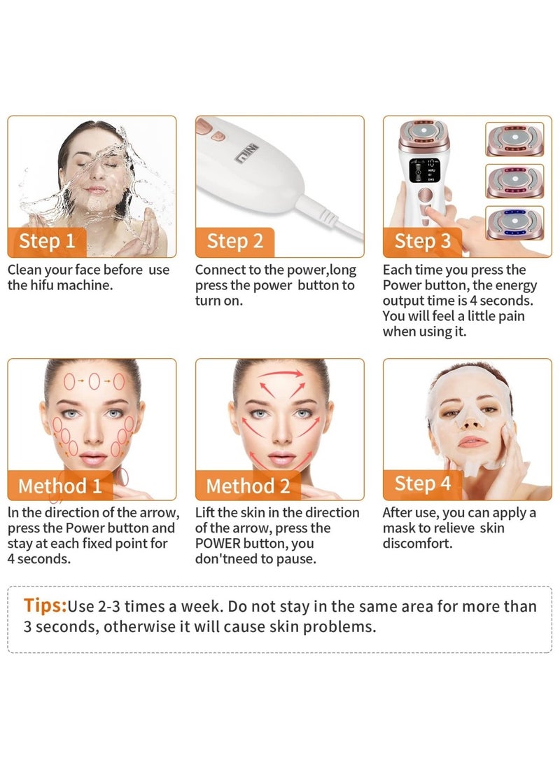 Mini Ultrasonic RF Face Beauty Device with 5 Speeds 3 Modes for Facial Lifting Wrinkle Removal Skin Firming  - Image 5