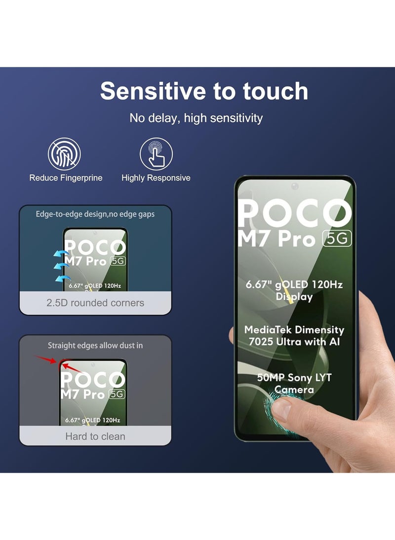 2 Pack Screen Protector for Xiaomi Poco M7 Pro 5G, 9H Hardness Anti-Scratch Tempered Glass flim, Case Friendly, Anti-Fingerprint,Anti-Scratch - Image 4