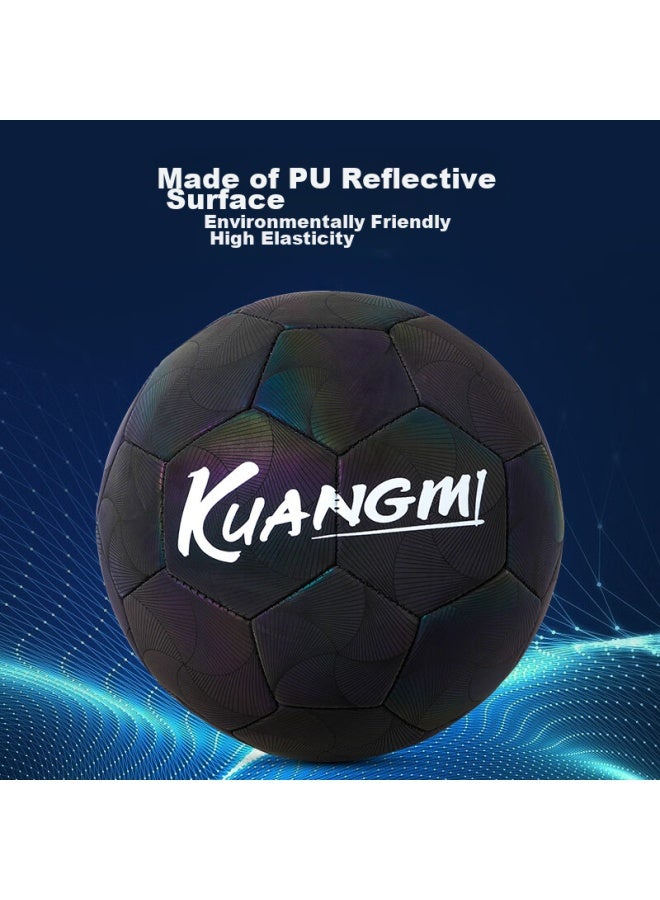 Kuangmi Reflective Soccer Ball, Size 5, For Middle School Students' Exams, Youth Training And Compeion, Birthday Gift Ball For Boys And Girls - Image 2