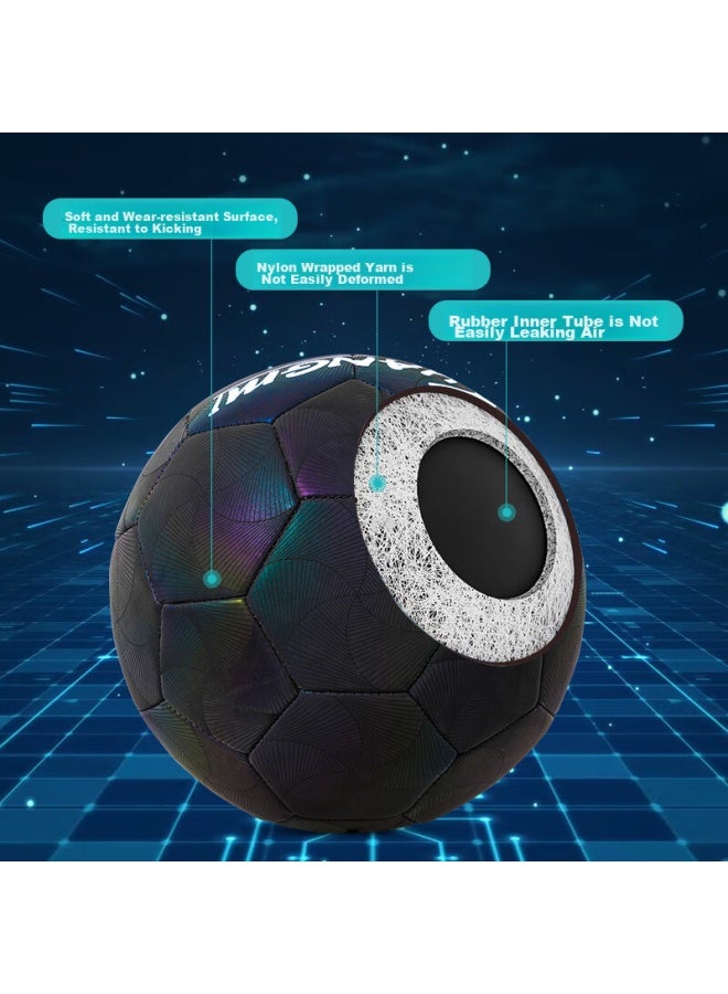 Kuangmi Reflective Soccer Ball, Size 5, For Middle School Students' Exams, Youth Training And Compeion, Birthday Gift Ball For Boys And Girls - Image 5