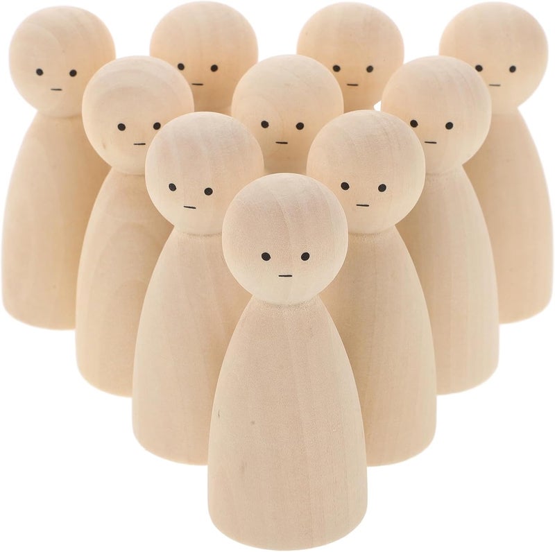10pcs DIY Unfinished Wooden Peg Dolls for Miniature Wooden Doll Models in Original Wood Color for Painting and Craft Decor - Image 1