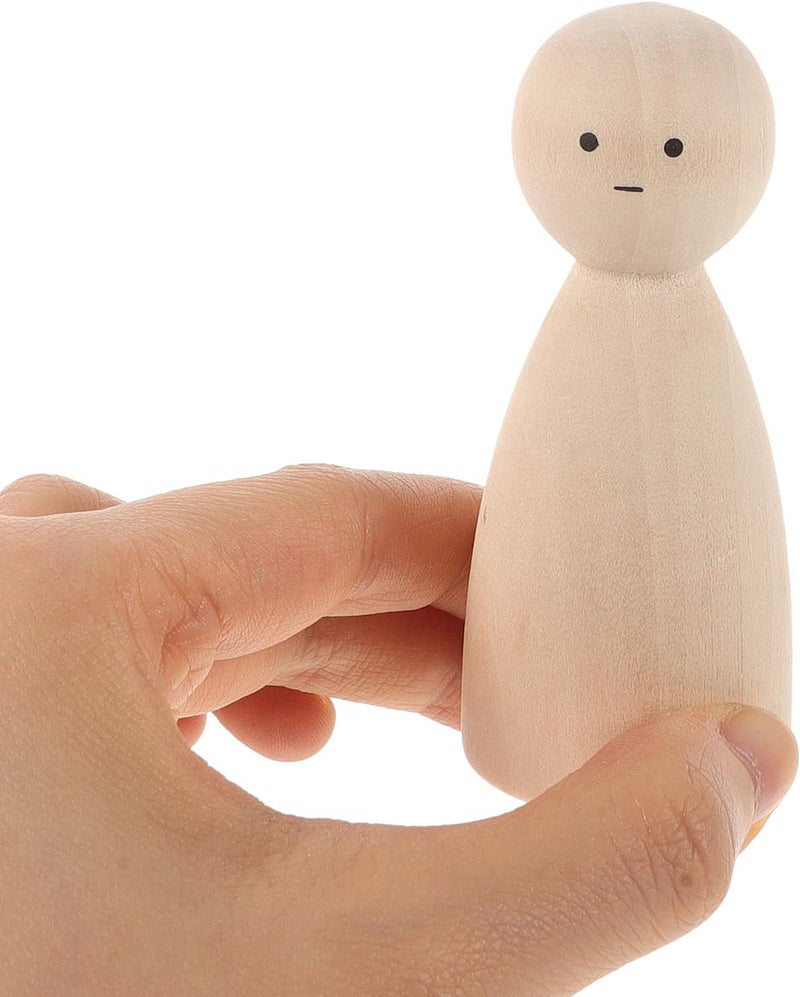 10pcs DIY Unfinished Wooden Peg Dolls for Miniature Wooden Doll Models in Original Wood Color for Painting and Craft Decor - Image 3