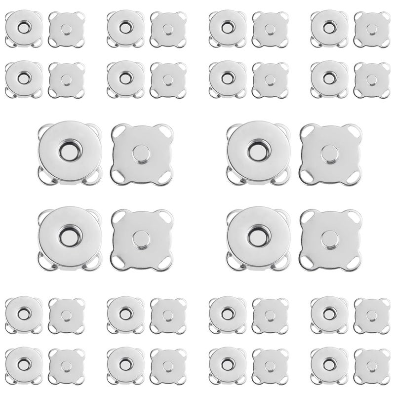 20 Sets Plum Magnetic Snaps Buttons for Sewing Supplies 15mm Purse Snap Clasps Button for Sewing Craft Bags Clothes Leather Silver