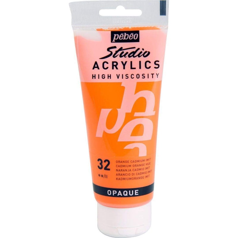 PEBEO High Viscosity Studio Acrylics - Cadmium Orange Hue (32) - Tube of 100 ML - Image 1
