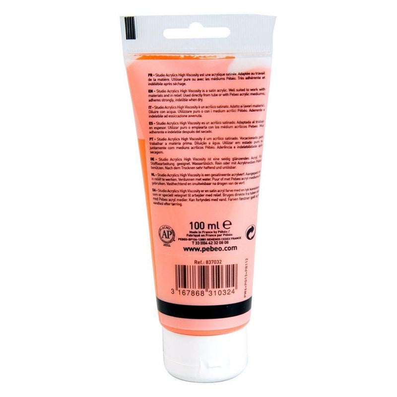 PEBEO High Viscosity Studio Acrylics - Cadmium Orange Hue (32) - Tube of 100 ML - Image 2