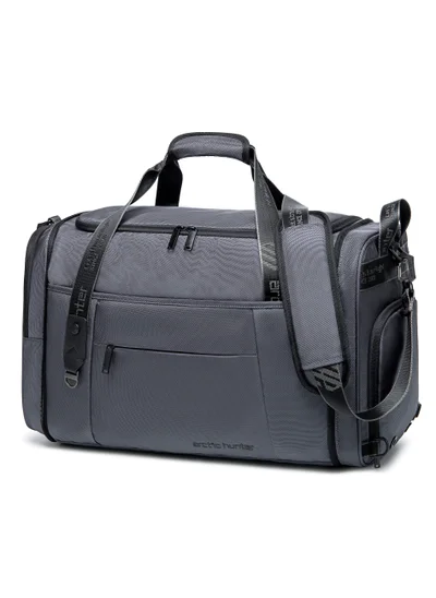 ARCTIC HUNTER Foldable Duffel Bag Water Resistant Travel Bag with Shoe Compartment with Detachable Shoulder Straps for Men and Women LX0021 Grey